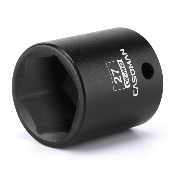CASOMAN 1/2" Drive x 27mm Impact Socket, 6-Point, Metric, CR-MO Steel