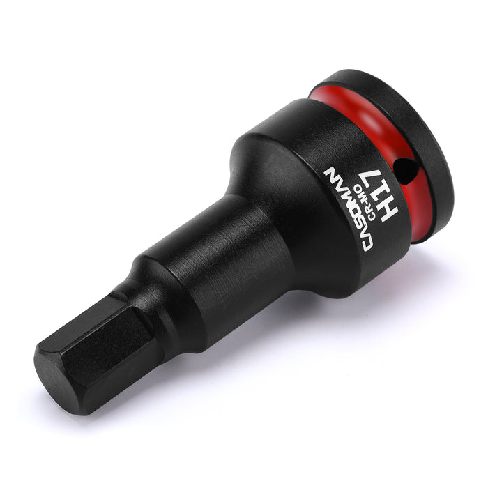 CASOMAN 3/4" Drive Large 17mm Impact Hex Bit Socket, One-Piece H17 Allen Socket with Red Color-Code Ring, 100mm Length, CR-MO
