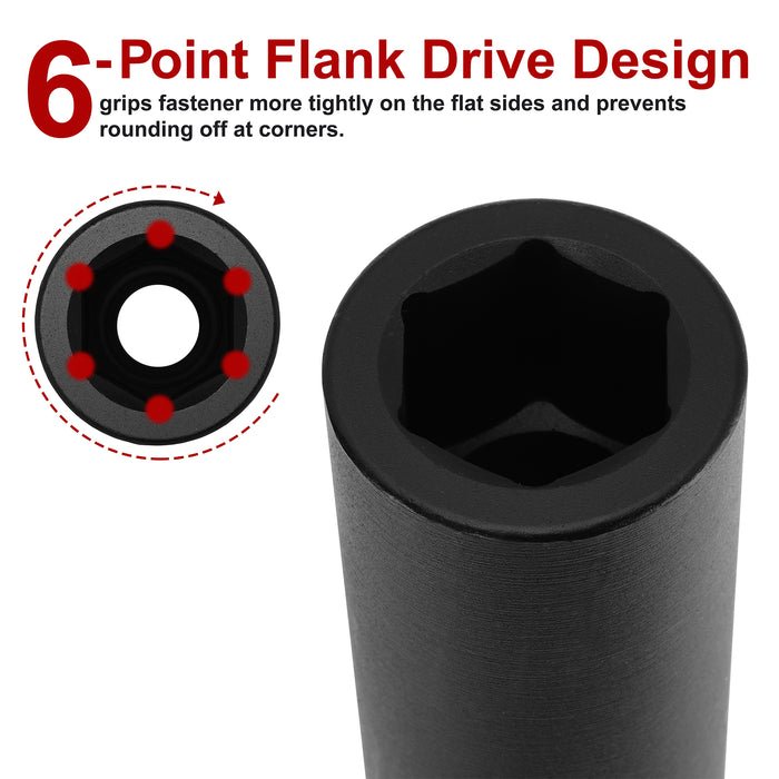 CASOMAN 1" Drive 33mm Extra-Deep Impact Socket, 8-Inch Long, 6-Point, Metric, CR-MO