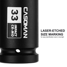 Load image into Gallery viewer, CASOMAN 1" Drive 33mm Extra-Deep Impact Socket, 8-Inch Long, 6-Point, Metric, CR-MO
