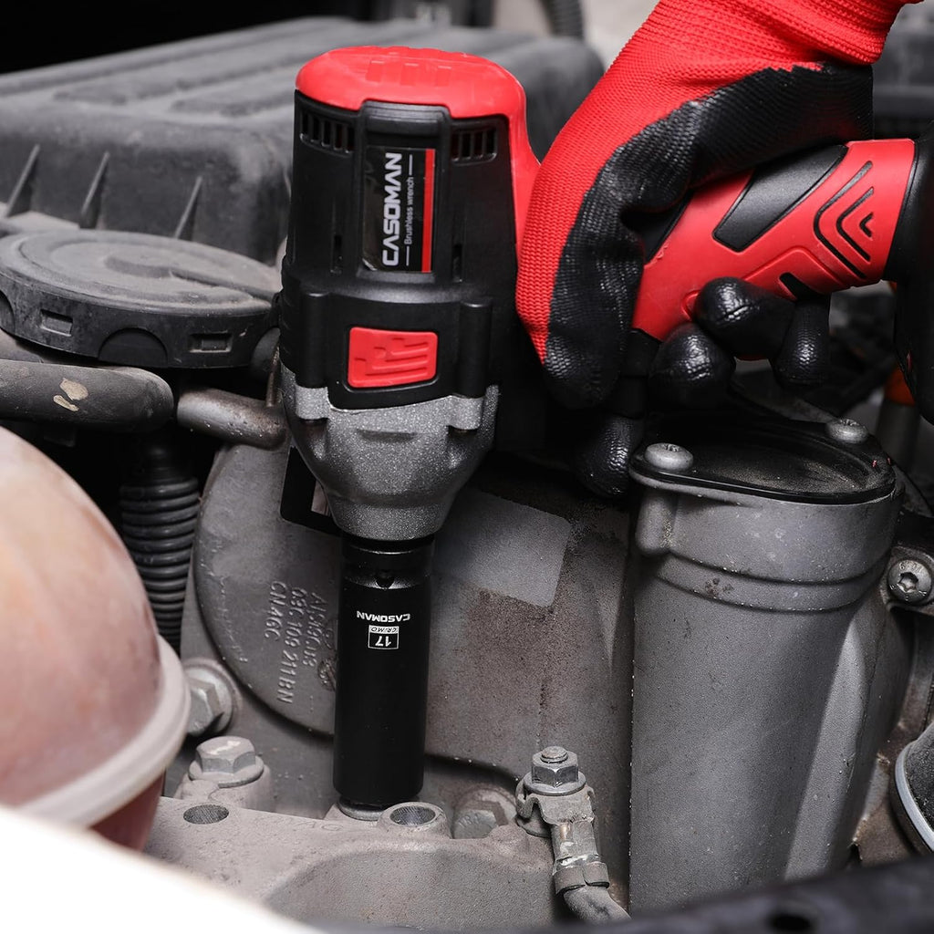 CASOMAN 14PCS 1/2" Drive Deep Impact Socket Set, Metric, 6-Point, CR-MO, 10mm to 32mm, for Auto Repair, Mechanic, with Portable Case, Easy-to-Read Size Markings, Rugged Construction