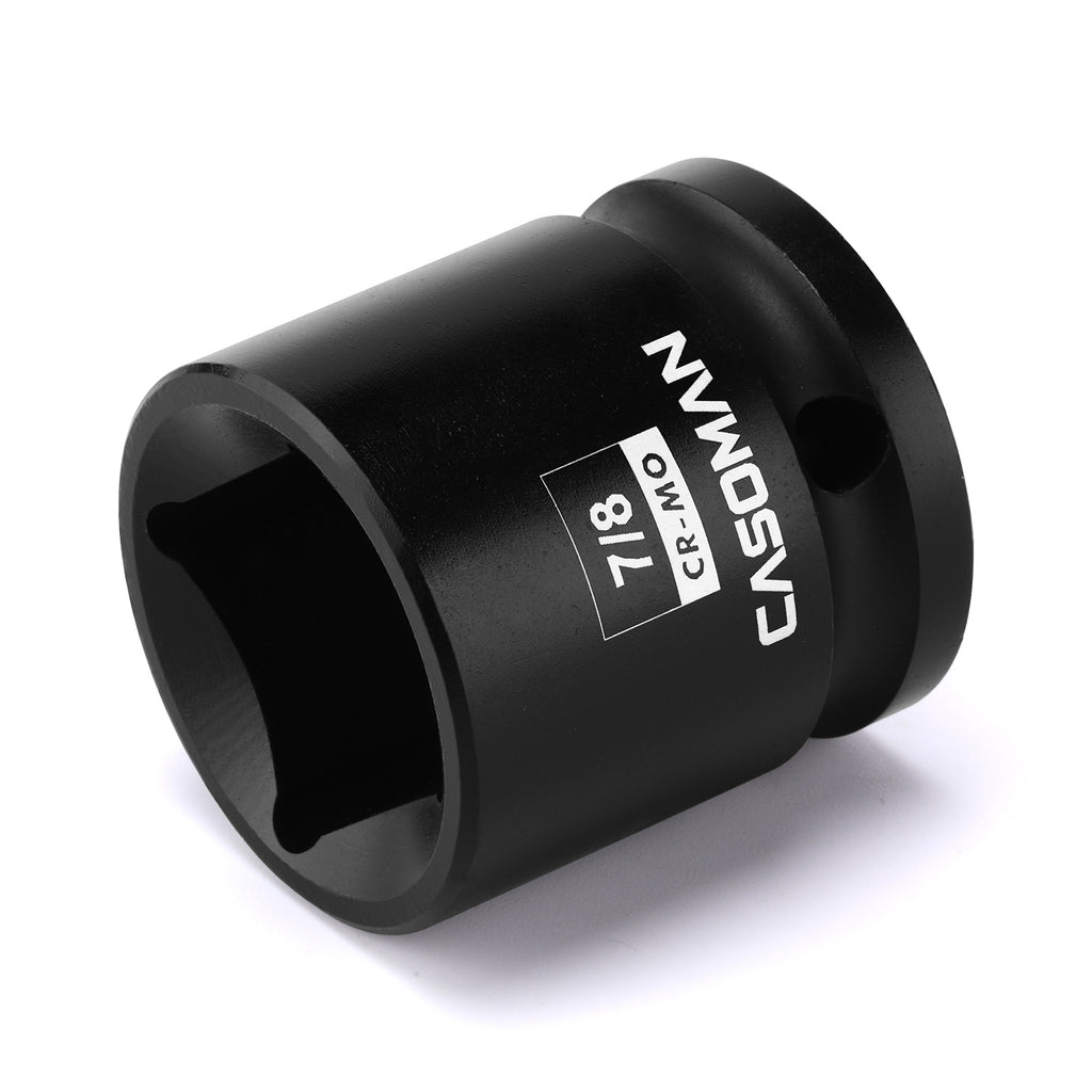 CASOMAN 1/2-Inch Drive 7/8-Inch Square Impact Socket, 4-Point, SAE, CR-MO