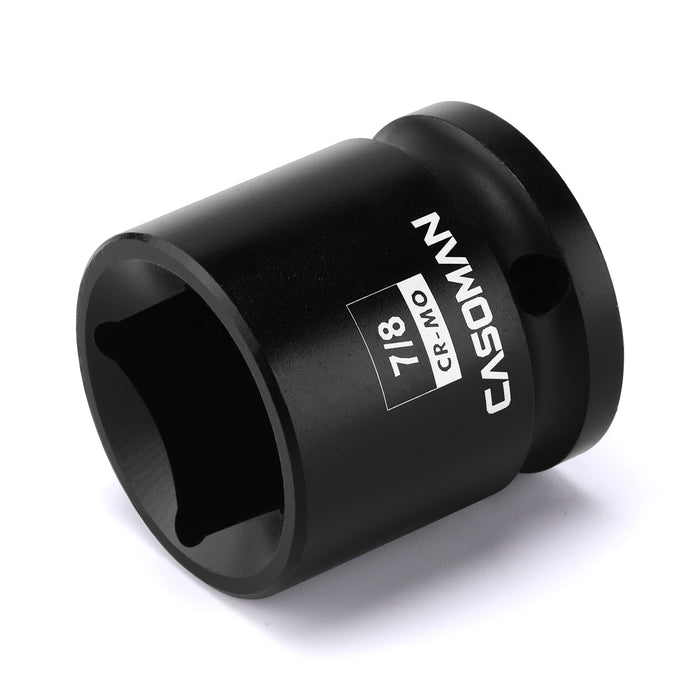 CASOMAN 1/2-Inch Drive 7/8-Inch Square Impact Socket, 4-Point, SAE, CR-MO