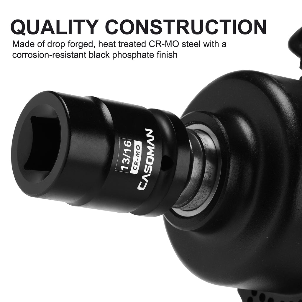 CASOMAN 3/4-Inch Drive 13/16-Inch Square Impact Socket, 4-Point, SAE, CR-MO