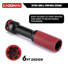 Load image into Gallery viewer, CASOMAN 3PCS 1/2" Drive Non-marring &amp; Thin Wall Lug Nut Impact Socket Set, for Wheel Lug Nut Remover, Extra Deep 150mm, 6-Point, Metric, CR-MO, 17mm 19mm 21mm
