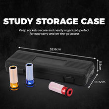 Load image into Gallery viewer, CASOMAN 7PCS 1/2" Drive Deep Lug Nut Impact Socket Set, Non-marring &amp; Thin Wall Wheel Protector, Color-Coded, 85mm Length, 6 Point, Metric, CR-MO