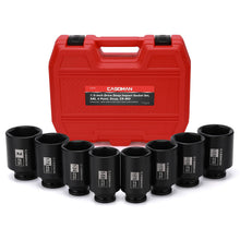 Load image into Gallery viewer, CASOMAN 8PCS 1/2"Dr. Deep Impact Socket Set-SAE, 1-9/16" to 2", 6-Point, Spindle Axle Nut Impact Socket Set, CR-MO, Impact Grade