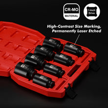 Load image into Gallery viewer, CASOMAN 8PCS 1/2"Dr. Deep Impact Socket Set-SAE, 1-9/16" to 2", 6-Point, Spindle Axle Nut Impact Socket Set, CR-MO, Impact Grade