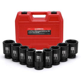 CASOMAN 1-Inch Drive Spindle Axle Nut Impact Socket Set, Deep, 1