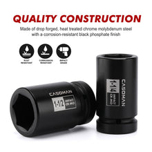 Load image into Gallery viewer, CASOMAN 1-Inch Drive Spindle Axle Nut Impact Socket Set, Deep, 1" to 2", 9PCS Impact Large Socket Set, 6-Point, SAE, CR-MO