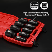 Load image into Gallery viewer, CASOMAN 1-Inch Drive Spindle Axle Nut Impact Socket Set, Deep, 1" to 2", 9PCS Impact Large Socket Set, 6-Point, SAE, CR-MO