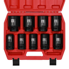 Load image into Gallery viewer, CASOMAN 1-Inch Drive Spindle Axle Nut Impact Socket Set, Deep, 1" to 2", 9PCS Impact Large Socket Set, 6-Point, SAE, CR-MO