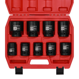 CASOMAN 1-Inch Drive Spindle Axle Nut Impact Socket Set, Shallow, 1