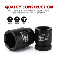 Load image into Gallery viewer, CASOMAN 1-Inch Drive Spindle Axle Nut Impact Socket Set, Shallow, 1" to 2", 9PCS Impact Large Socket Set, 6-Point, SAE, CR-MO