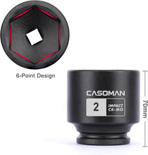 Load image into Gallery viewer, CASOMAN 4-Piece 1/2-Inch Drive Spindle Axle Nut Impact Socket Set, 6-Point, SAE 1-13/16–2 Inch, CR-MO