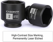 Load image into Gallery viewer, CASOMAN 4-Piece 1/2-Inch Drive Spindle Axle Nut Impact Socket Set, 6-Point, SAE 1-13/16–2 Inch, CR-MO