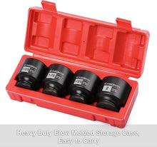 Load image into Gallery viewer, CASOMAN 4-Piece 1/2-Inch Drive Spindle Axle Nut Impact Socket Set, 6-Point, SAE 1-13/16–2 Inch, CR-MO