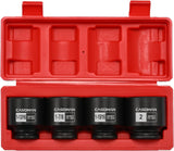 CASOMAN 4-Piece 1/2-Inch Drive Spindle Axle Nut Impact Socket Set, 6-Point, SAE 1-13/16–2 Inch, CR-MO