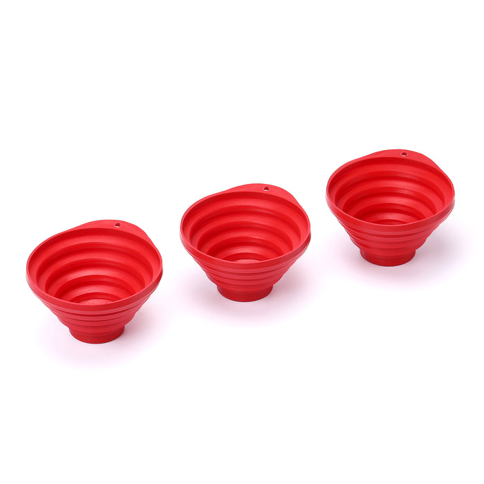 CASOMAN Collapsible Magnetic Parts Tray-3 Piece Set, Slicone Foldable Bowl, Magnetic, Red Color