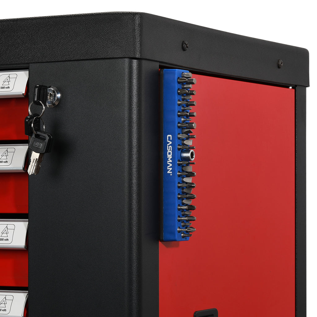 CASOMAN 1/4" Hex Bit Organizer, Red & Blue, 2PCS | 86 Hole, Magnetic Base, Strong Magnetic Base