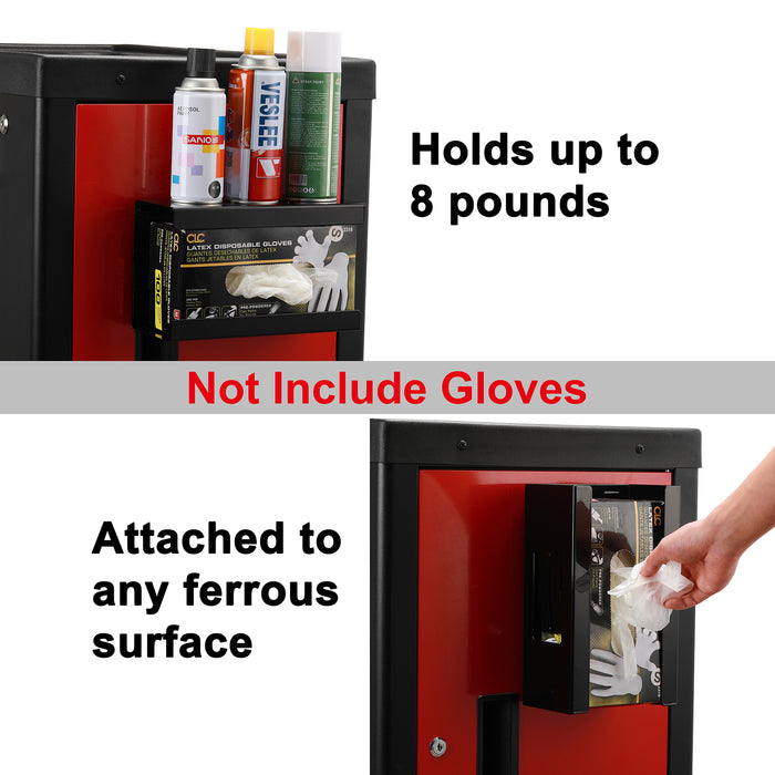 CASOMAN Magnetic Glove/Tissue Dispenser, 8LBS Capacity, Black Glove Dispenser Wall Mount, Glove Box Holder, Glove Holder for Wall Mount, Magnetic Glove Box Holder