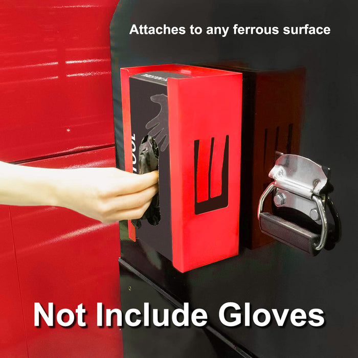 CASOMAN 2PCS Magnetic Glove/Tissue Dispenser, Black & Red, 8LBS Capacity, Glove Dispenser Wall Mount, Glove Box Holder, Glove Holder for Wall Mount, Magnetic Glove Box Holder