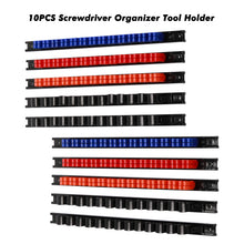 Load image into Gallery viewer, CASOMAN 10 pcs Screwdriver Organizer and Wrench Organizer, Wall Mount, Hand Tool Holder, Plastic Rail Wrench Hanger with Clips