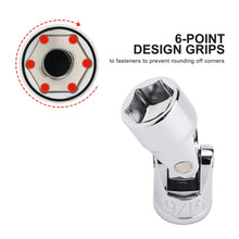 Load image into Gallery viewer, CASOMAN 17PCS 3/8" Drive Universal Flex Socket Set, SAE&amp;Metric, 3/8" to 3/4", 10mm to 19mm, 6-Point, CR-V, Swivel Head, 360 Degree Access