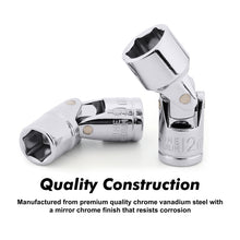 Load image into Gallery viewer, CASOMAN 12PCS 1/4" Drive Universal Flex Socket Set, Metric, 5mm to 15mm, 6-Point, CR-V, Swivel Head, 360 Degree Access