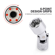Load image into Gallery viewer, CASOMAN 12PCS 1/4" Drive Universal Flex Socket Set, Metric, 5mm to 15mm, 6-Point, CR-V, Swivel Head, 360 Degree Access