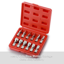Load image into Gallery viewer, CASOMAN 12PCS 1/4" Drive Universal Flex Socket Set, Metric, 5mm to 15mm, 6-Point, CR-V, Swivel Head, 360 Degree Access