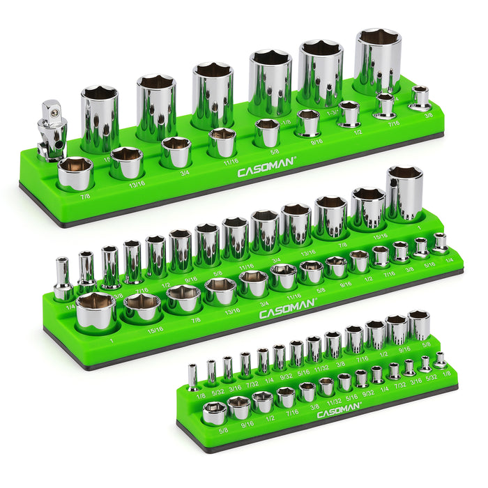 CASOMAN 1/4-inch Magnetic Socket Organizer, Holds 26 Metric Sockets, Red  Color, Magnetic Socket Organizer Tray 