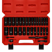Load image into Gallery viewer, CASOMAN 3/8-Inch Deep Impact Socket Set, Metric &amp; SAE, 31Piece Socket Set, CR-V, Includes Extension Bar (3, 6-inch) &amp; Adapters, Heavy Duty Storage Case