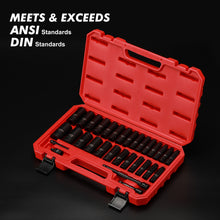 Load image into Gallery viewer, CASOMAN 3/8-Inch Deep Impact Socket Set, Metric &amp; SAE, 31Piece Socket Set, CR-V, Includes Extension Bar (3, 6-inch) &amp; Adapters, Heavy Duty Storage Case