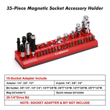 Load image into Gallery viewer, CASOMAN 35-Piece Magnetic Socket Accessory Holder, Magnetic Tool Organizer Tray, Holds Bits, Adapters, Universal Joints,Bit Holders, and Bits