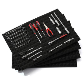 CASOMAN 4PCS Professional Toolbox liner, Trap Mat Universal Tool Drawer Liner, Non-Slip Foam Inserts, Easy Cut, Black, 23.6