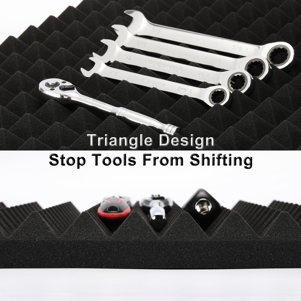 CASOMAN 4PCS Professional Toolbox liner, Trap Mat Universal Tool Drawer Liner, Non-Slip Foam Inserts, Easy Cut, Black, 23.6"x15.7"