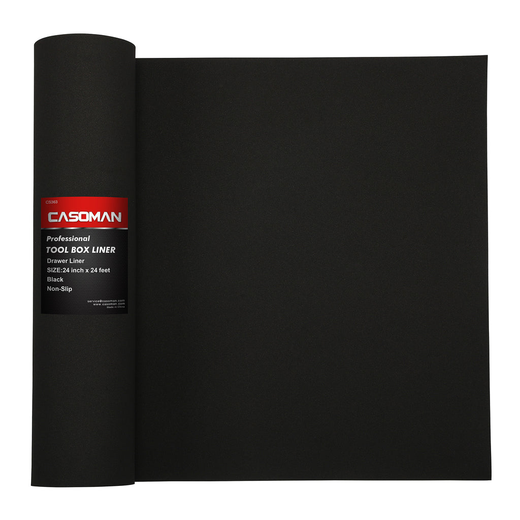 CASOMAN Professional Tool Box Liner and Drawer Liner - 24 inch (wide) x 24 feet (long), Non-Slip,Easy Cut, Black