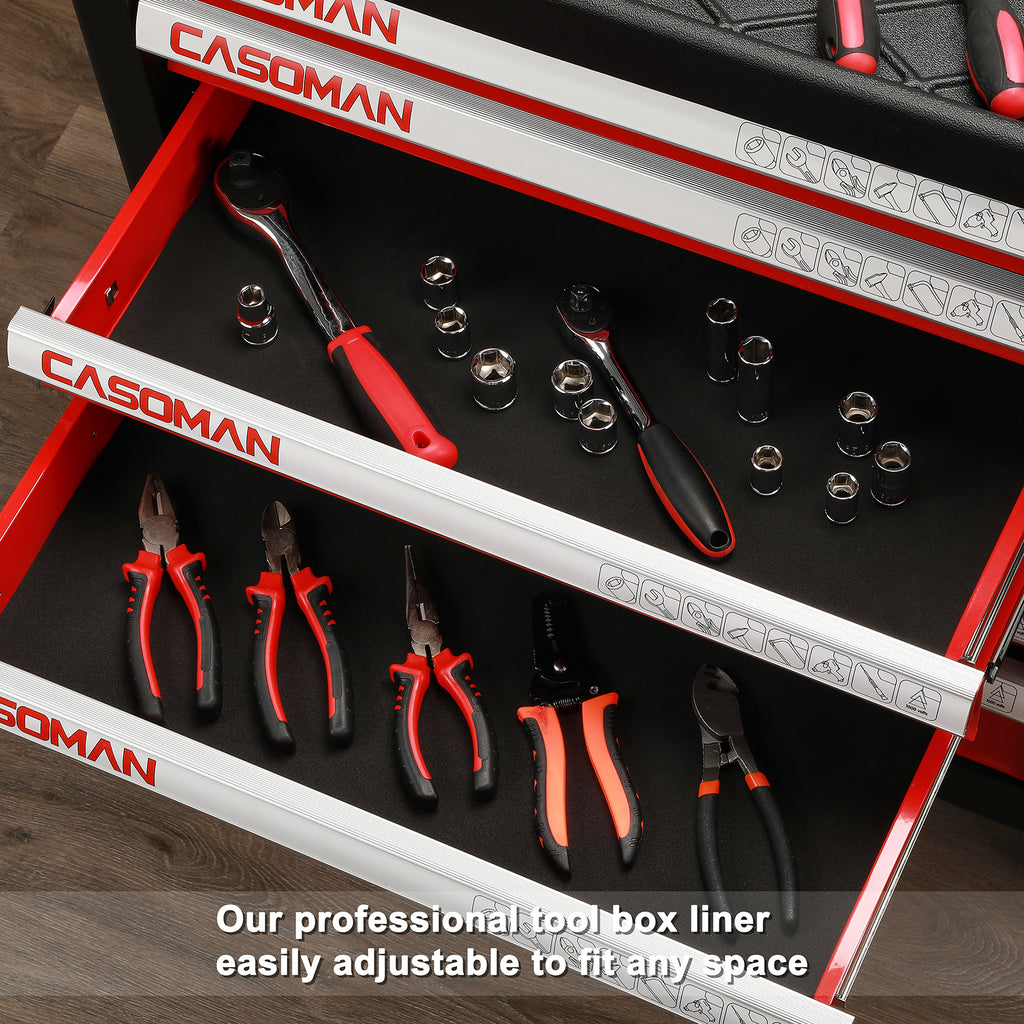 CASOMAN Professional Tool Box Liner and Drawer Liner - 24 inch (wide) x 24 feet (long), Non-Slip,Easy Cut, Black
