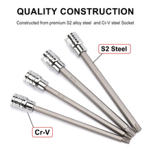 Load image into Gallery viewer, CASOMAN 3/8"Drive Extra Long Torx Bit Socket Set, 12 Piece Torx Stra Bit Set, T10 to T60, Length: 150mm, CR-V&amp;S2 Steel
