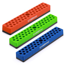Load image into Gallery viewer, CASOMAN 3PCS 1/4" Hex Bit Organizer with Magnetic Base - Orange, Green &amp; Blue, 129 Hole Bit Organizer with Strong Magnetic Base, Magnetic Bit Organizer for Your Specialty