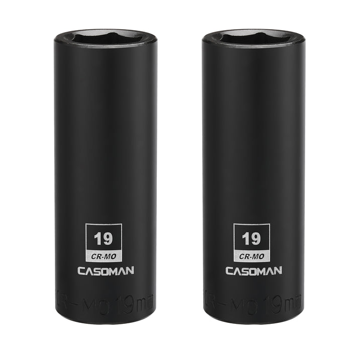 CASOMAN 2PCS 1/2-Inch Drive Deep Impact Socket-19mm, 6-Point, Metric, CR-MO        CASOMAN 2PCS 1/2-Inch Drive Deep Impact Socket-19mm, 6-Point, Metric, CR-MO