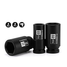 Load image into Gallery viewer, CASOMAN 3/4" Drive Deep Impact Socket Set, 13Piece Jumbo Socket Assortment, Metric(17mm to 41mm), 6-Point, Include 1/2" F to 3/4" M Adapter, CR-MO Steel