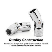 Load image into Gallery viewer, CASOMAN 19PCS 1/4" Drive Universal Joint Socket Set, Metric(5mm to 15mm) &amp; SAE(3/16" to 1"), Flexible Wobble Sockets for Easier Access to Tight Spaces, 6-Point, Cr-V