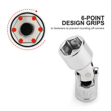 Load image into Gallery viewer, CASOMAN 19PCS 1/4" Drive Universal Joint Socket Set, Metric(5mm to 15mm) &amp; SAE(3/16" to 1"), Flexible Wobble Sockets for Easier Access to Tight Spaces, 6-Point, Cr-V