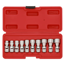 Load image into Gallery viewer, CASOMAN 3/8" Drive Universal Joint Socket Set- 10 Piece Flex Socket Set, 12-Point, Cr-V, Metric, 10-19mm, Mirror Chrome Finish