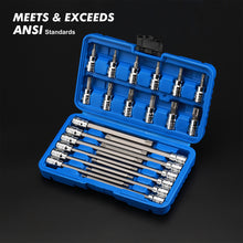 Load image into Gallery viewer, CASOMAN 3/8"Drive Extra Long and Standard Torx Bit Socket Set, 24 Piece Torx Star Bit Set, T10 to T60, Length: 150mm, CR-V &amp; S2 Steel