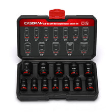 Load image into Gallery viewer, CASOMAN 12-Pieces 3/8" Drive Mid-Length Impact Socket Set, 12-Point, SAE, 5/16-Inch to 1-Inch, CR-MO Steel, with Storage Case