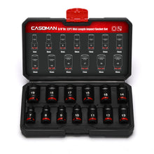 Load image into Gallery viewer, CASOMAN 13-Pieces 3/8" Drive Mid-Length Impact Socket Set, 12-Point, Metric, 7mm - 19mm, CR-MO Steel, with Storage Case
