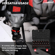 Load image into Gallery viewer, CASOMAN 26-Pieces 1/2" Drive Standard Impact Socket Set, 12-Point, Metric, 10mm - 36mm, CR-MO Steel, with Storage Case